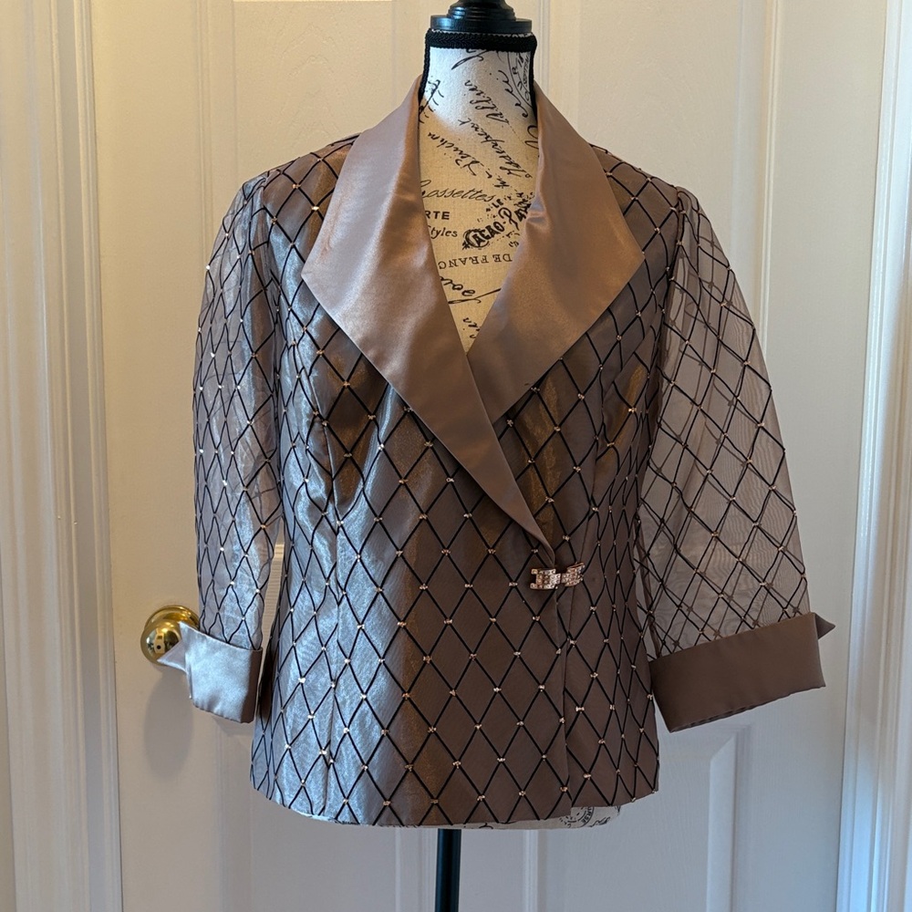 Dress Barn Satin Trim Diamond Blazer
